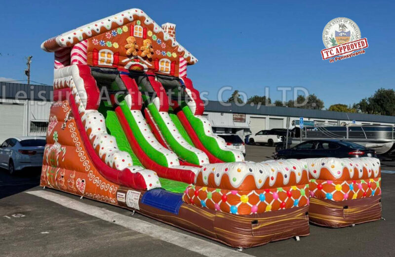 16ft double lane water slide ginger bread house sl