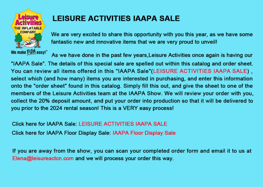 leisure activities iaapa sale