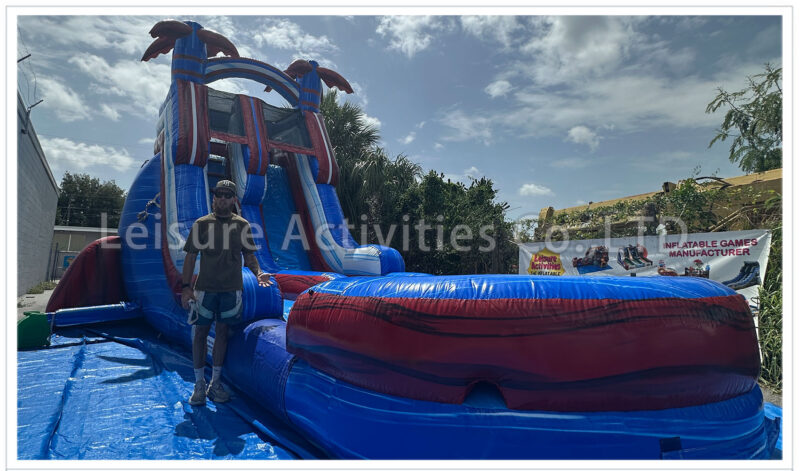 18ft red blue single lane water slide ripl