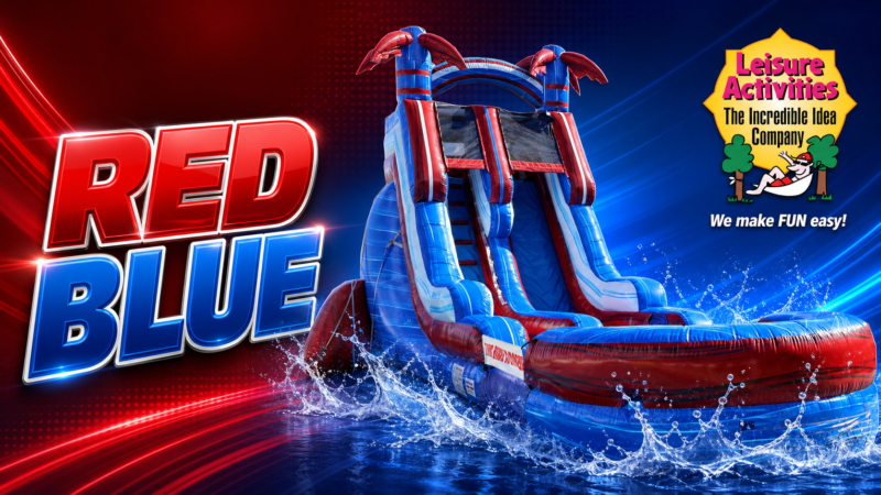18ft red blue single lane water slide ripl
