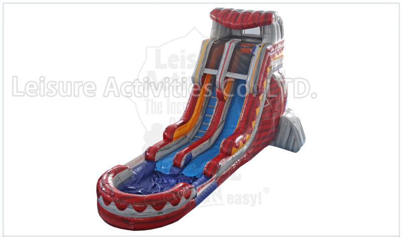 18ft volcano marble red single lane water slide ripl