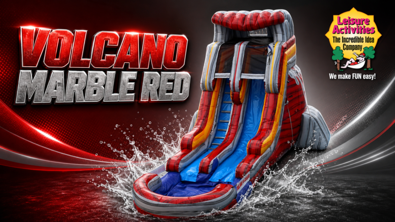 18ft volcano marble red single lane water slide ripl