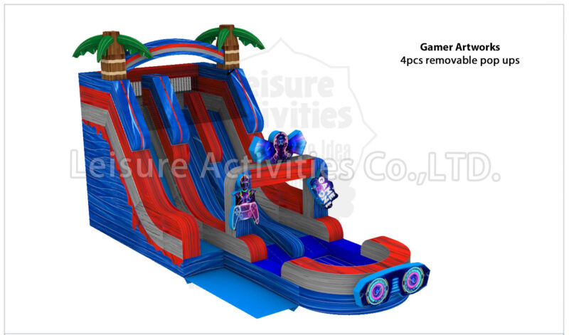 18ft hybrid double lane water slide ripl (max height 19ft)