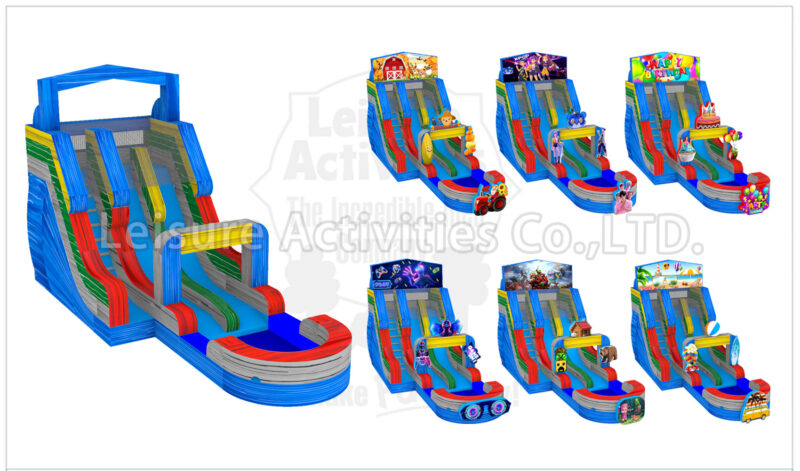 hybrid 19ft double lane water slide ripl