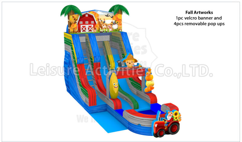 hybrid 19ft double lane water slide ripl