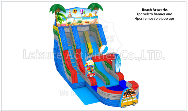hybrid 19ft double lane water slide ripl