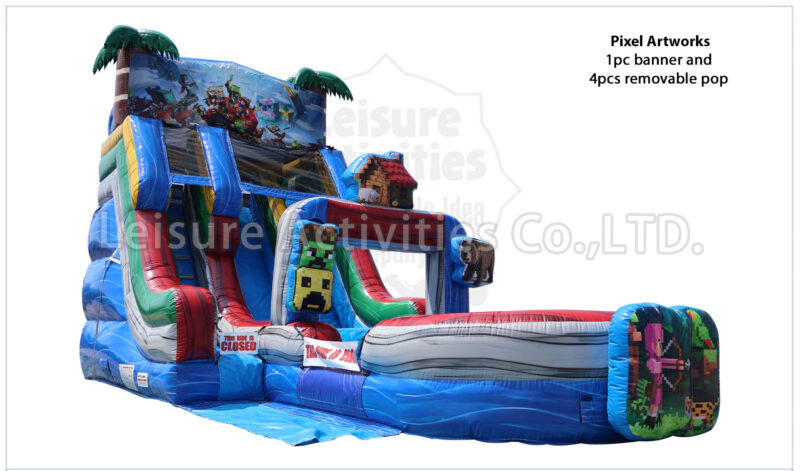 hybrid 19ft double lane water slide ripl