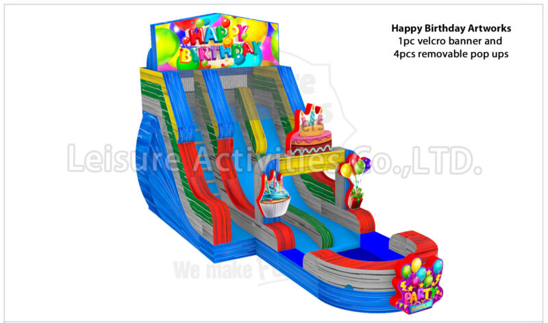 hybrid 19ft double lane water slide ripl