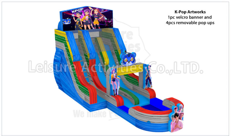 hybrid 19ft double lane water slide ripl