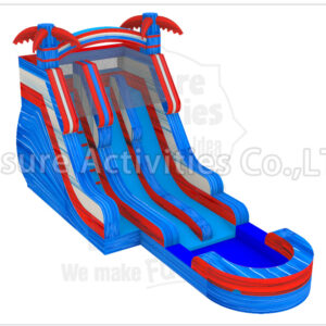 18ft red blue double lane water slide ripl