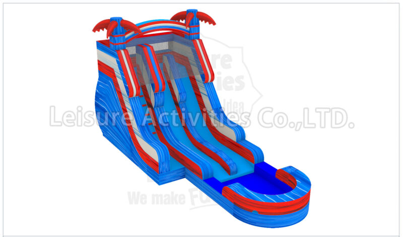 18ft red blue double lane water slide ripl