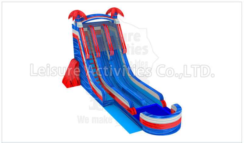 22ft red blue double lane water slide sl